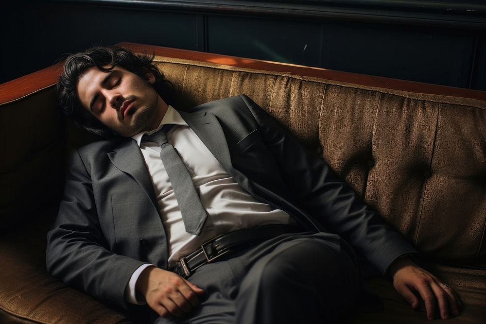 Business man sleeping furniture portrait. AI generated Image by rawpixel.