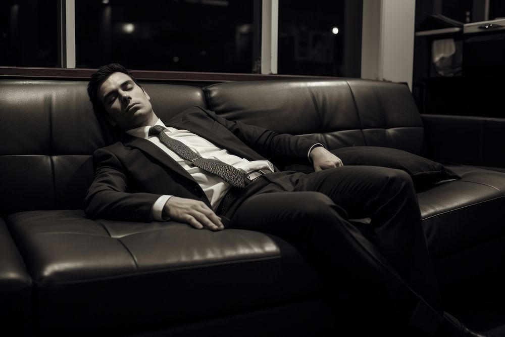 Business man furniture sleeping sitting. AI generated Image by rawpixel.