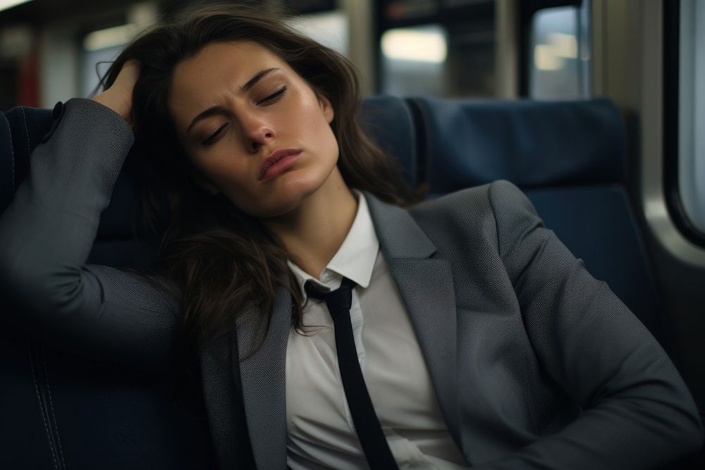 Business woman sleeping worried tired. AI generated Image by rawpixel.
