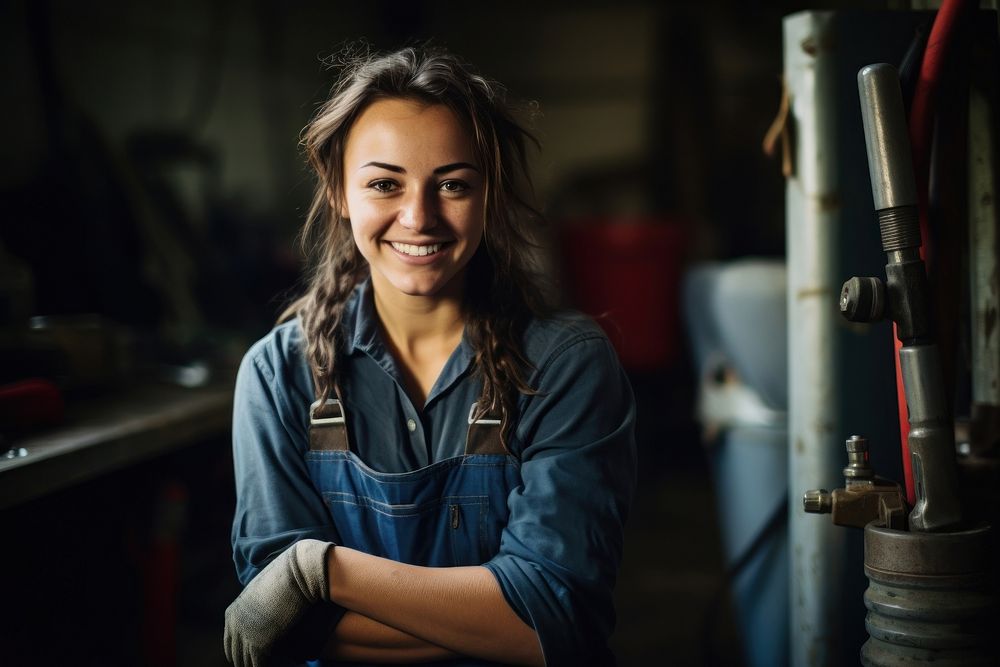 Female plumber smiling smile entrepreneur. AI generated Image by rawpixel.
