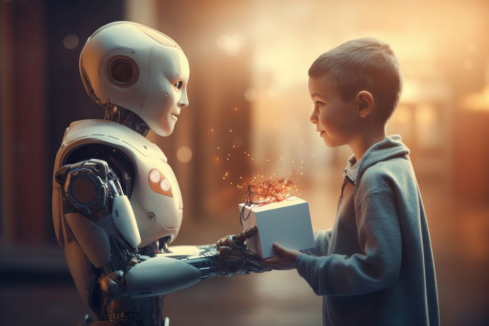 Artificial intelligence robot futuristic kid. AI generated Image by rawpixel.