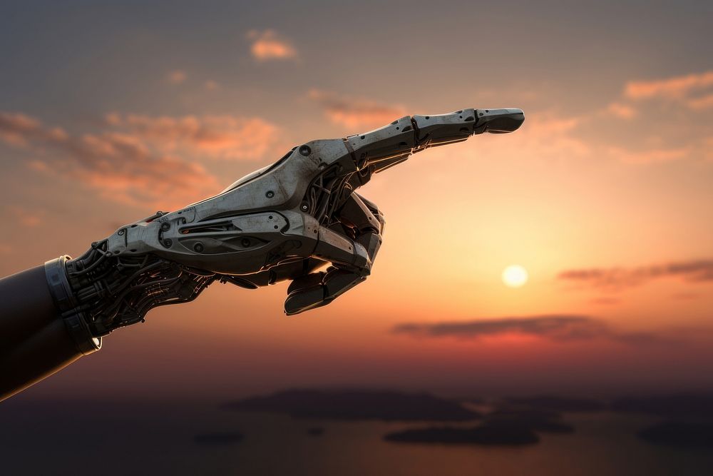 Artificial intelligence hand sky transportation. AI generated Image by rawpixel.