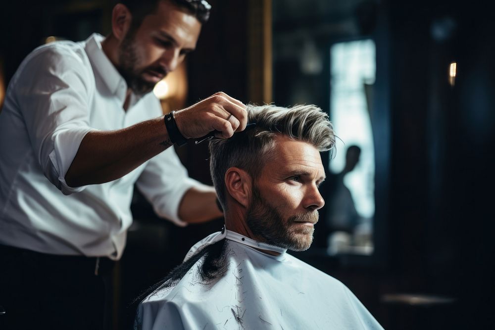 Man getting hair cut barbershop adult hairdresser. AI generated Image by rawpixel.