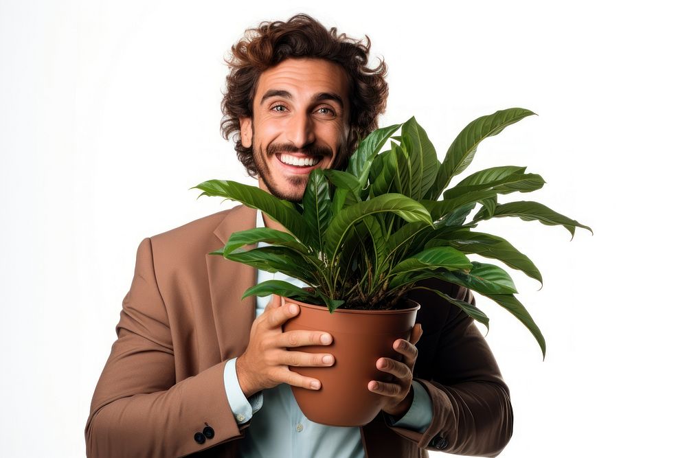 Potted plant portrait smile adult. AI generated Image by rawpixel.