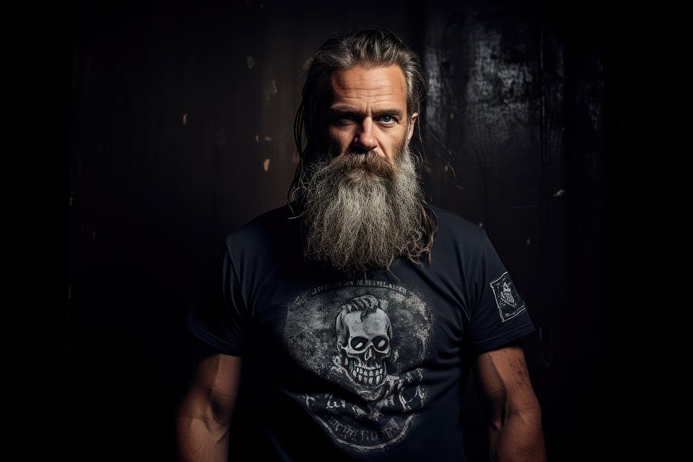 Metal t-shirt portrait beard adult. AI generated Image by rawpixel.