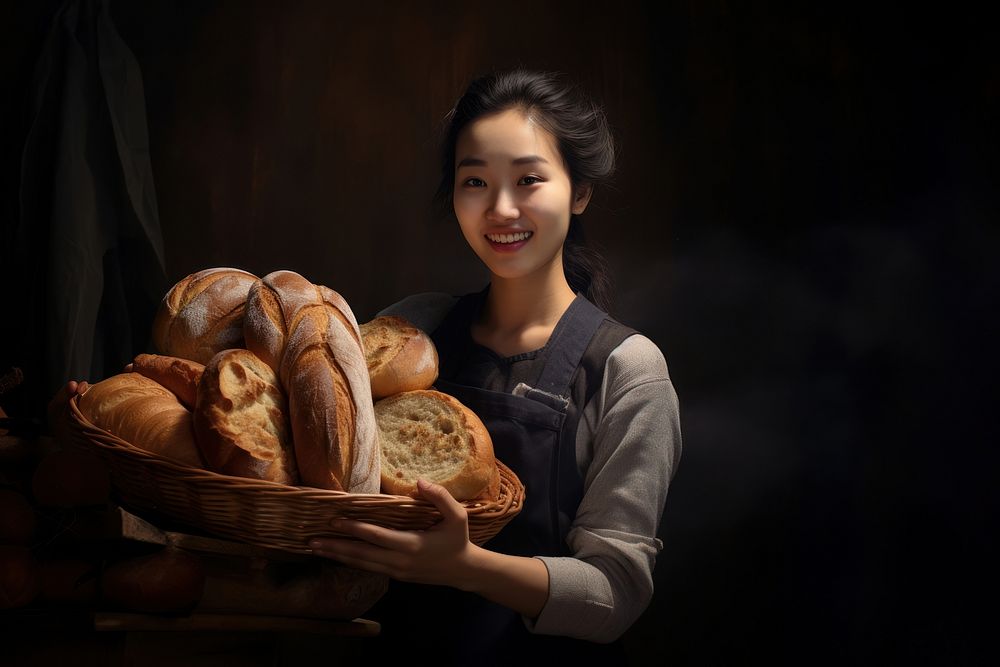 Selling bread adult woman food. AI generated Image by rawpixel.