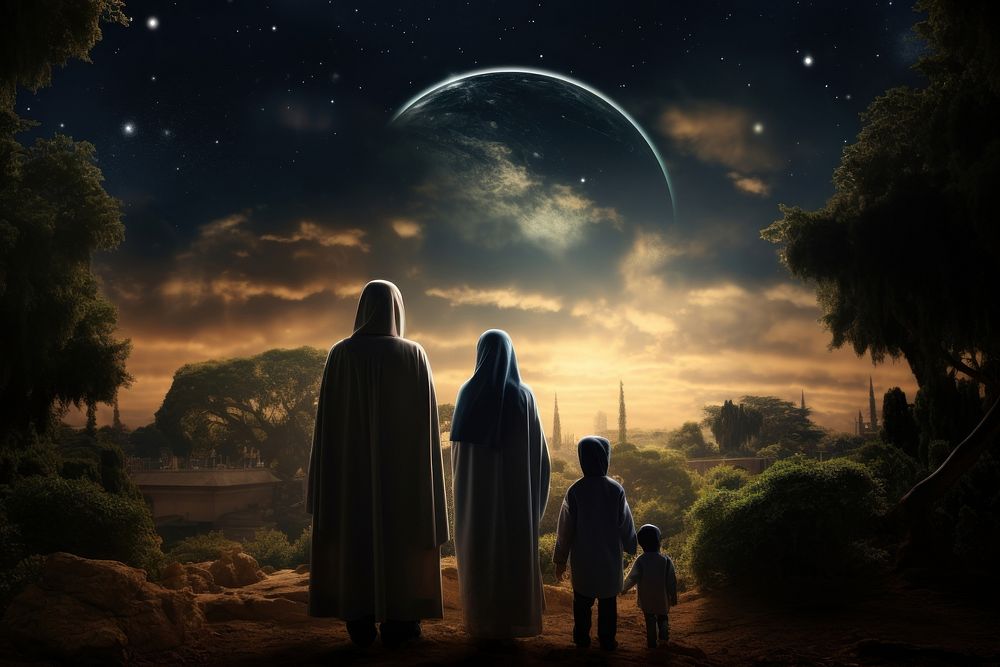 Arabian family astronomy outdoors nature. AI generated Image by rawpixel.