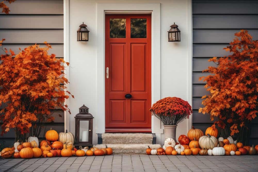Autumn door architecture decoration. AI generated Image by rawpixel.