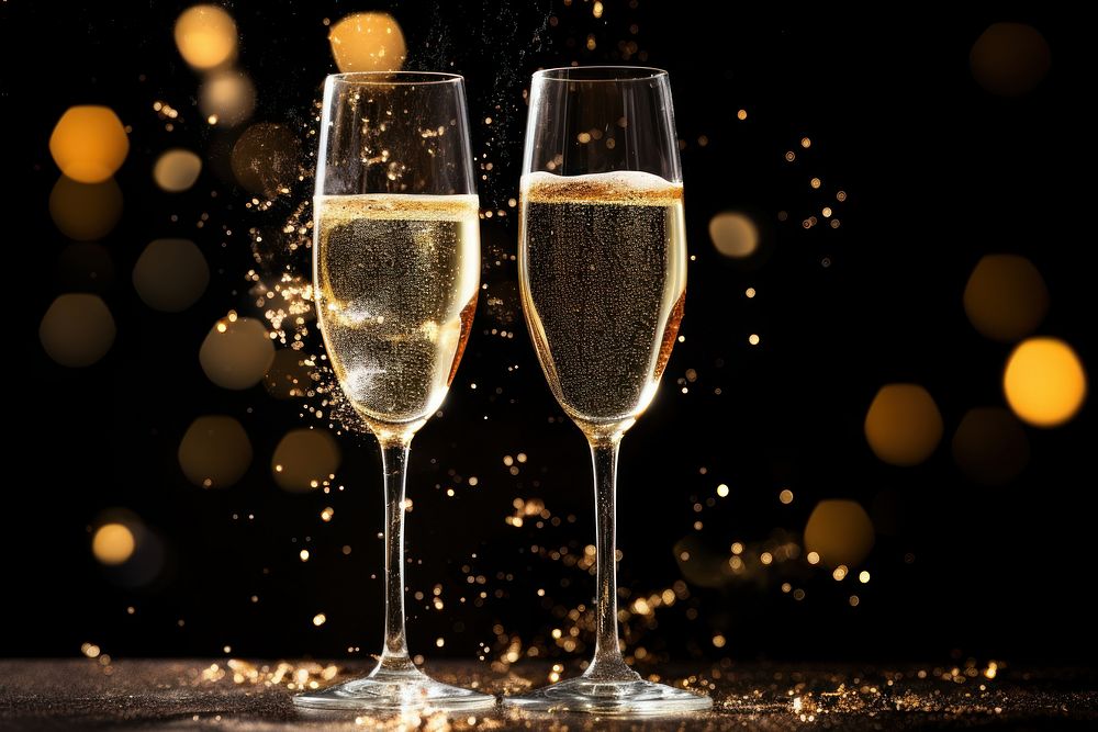 Champagne glasses celebration drink wine. AI generated Image by rawpixel.