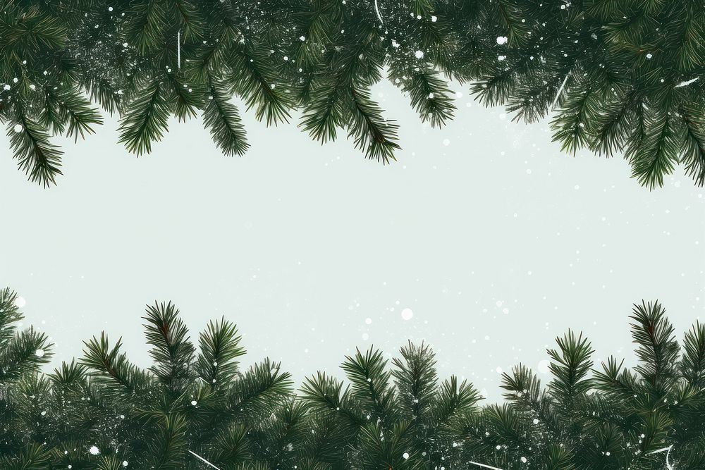 Green Christmas tree branches snow backgrounds snowflake. AI generated Image by rawpixel.