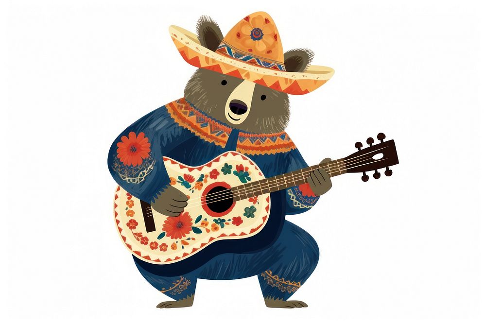 Bear playing a guitar music representation entertainment. AI generated Image by rawpixel.