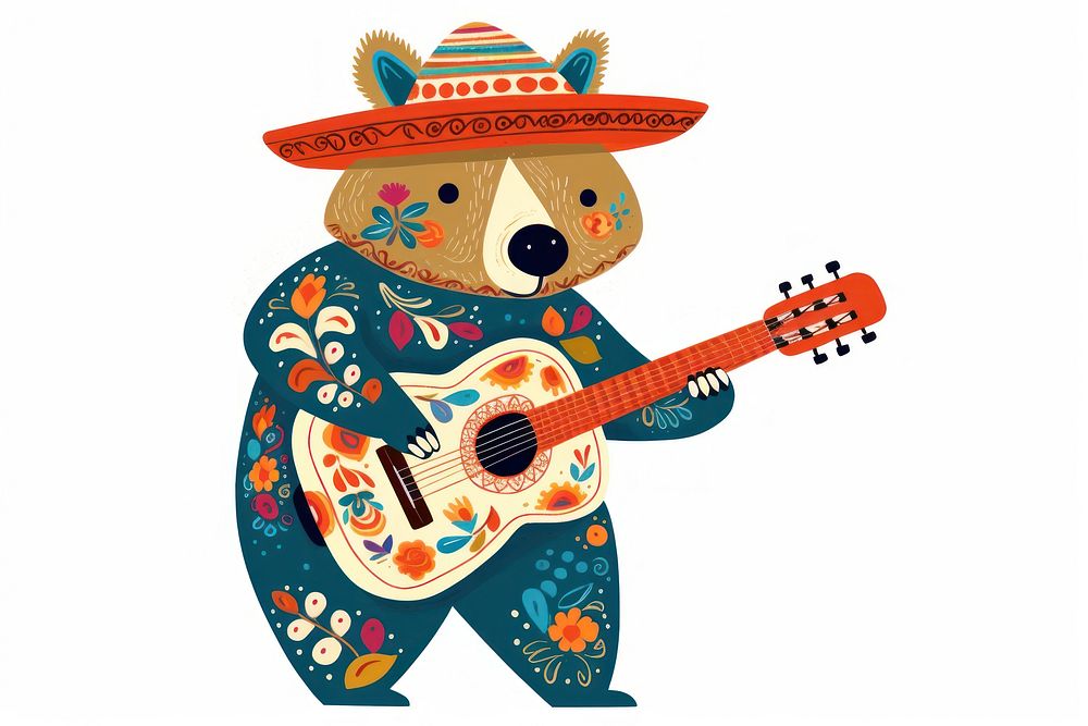 Bear playing a guitar representation performance creativity. AI generated Image by rawpixel.