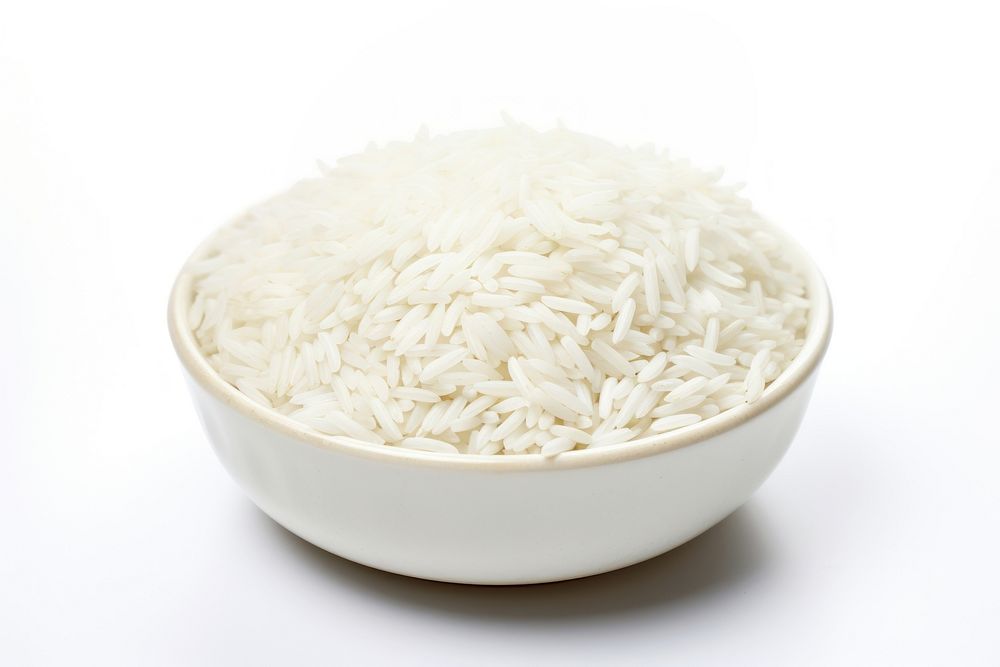 Dry white long rice basmati food white background ingredient. AI generated Image by rawpixel.