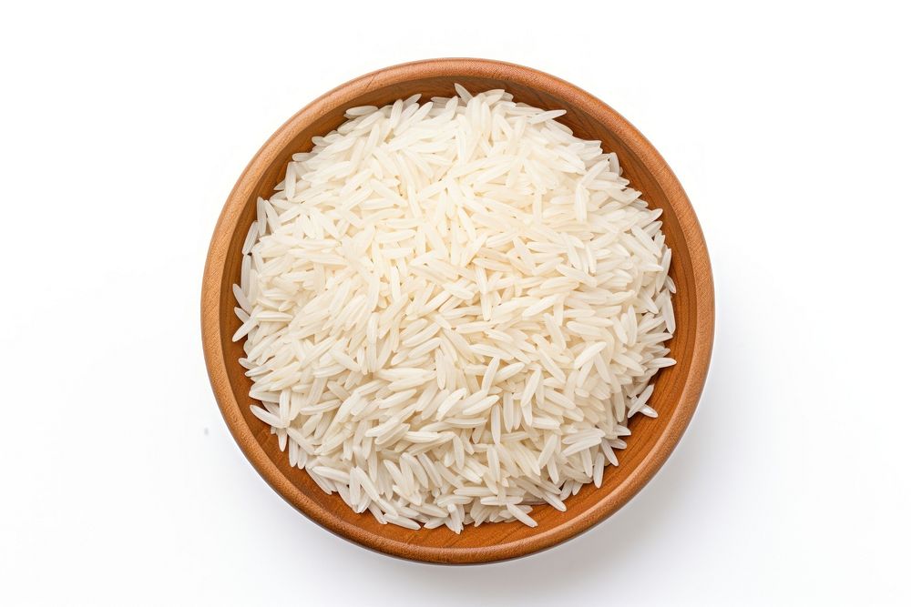 Dry white long rice basmati food white background ingredient. AI generated Image by rawpixel.