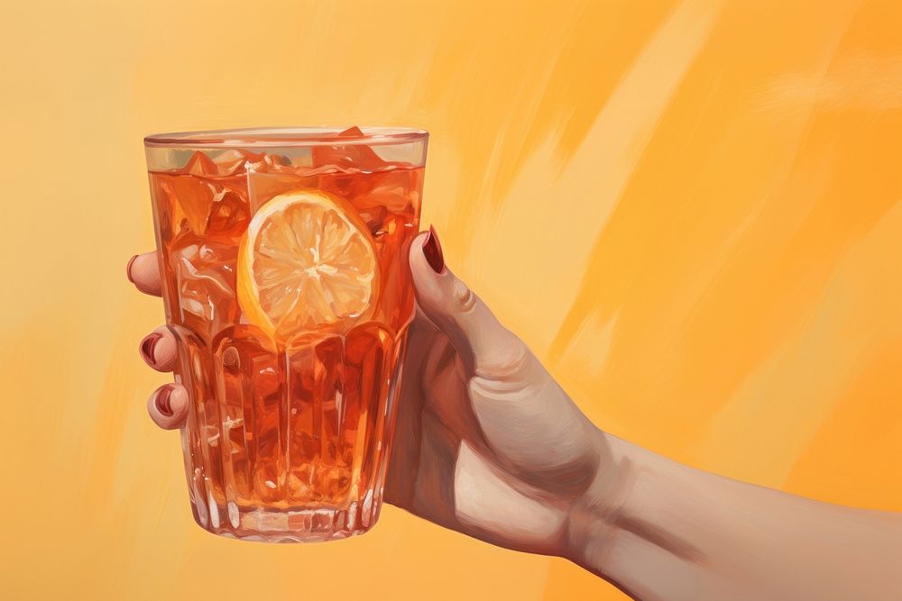 Glass painting holding drink. AI generated Image by rawpixel.