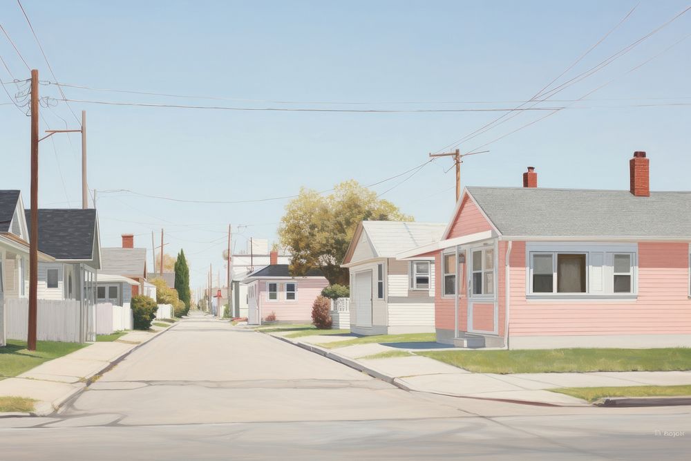 American town street suburb city road. AI generated Image by rawpixel.