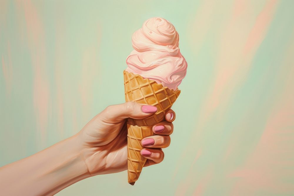 Women hand holding a cone icecream dessert food freshness. AI generated Image by rawpixel.