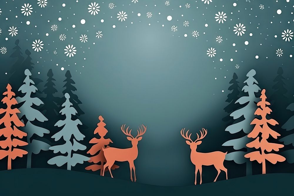 Christmas wallpaper Paper craft style outdoors nature. AI generated Image by rawpixel.