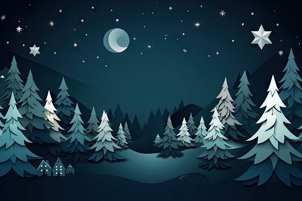 Christmas wallpaper outdoors nature night. AI generated Image by rawpixel.