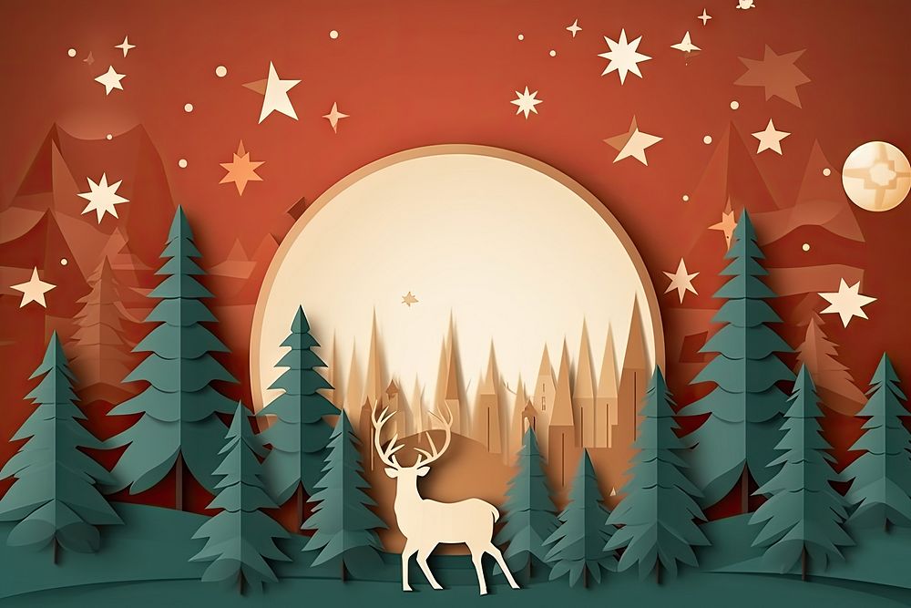 Christmas wallpaper mammal illuminated tranquility. AI generated Image by rawpixel.