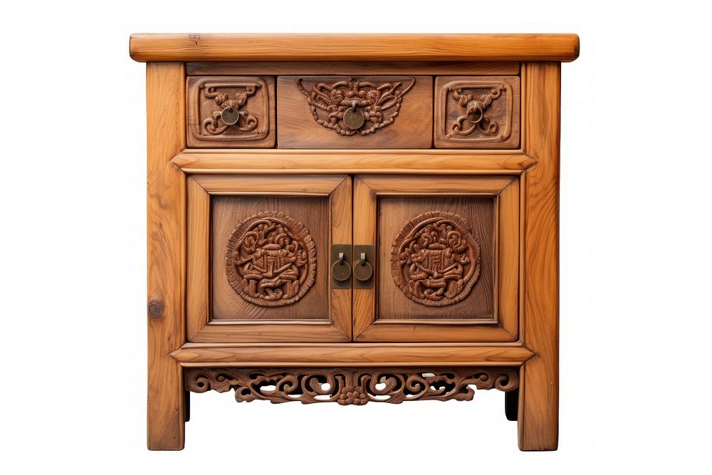 Wooden chinese night stand sideboard furniture drawer. AI generated Image by rawpixel.
