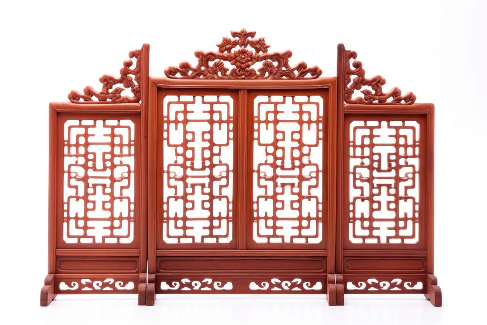 Chinese wooden handcraft partition white background architecture spirituality. AI generated Image by rawpixel.