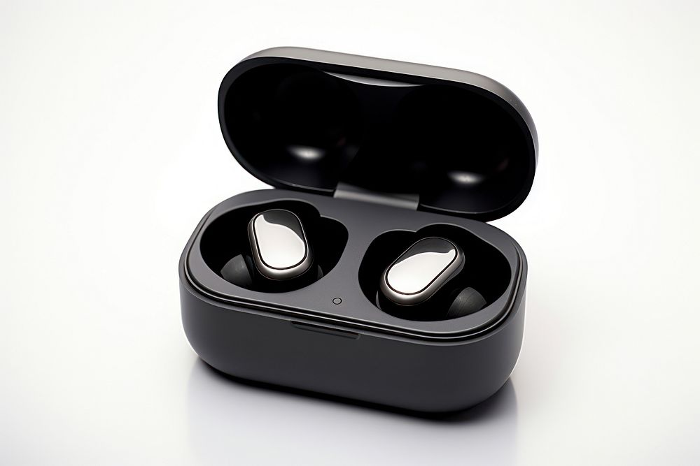 Wireless earbuds black white background electronics. AI generated Image by rawpixel.
