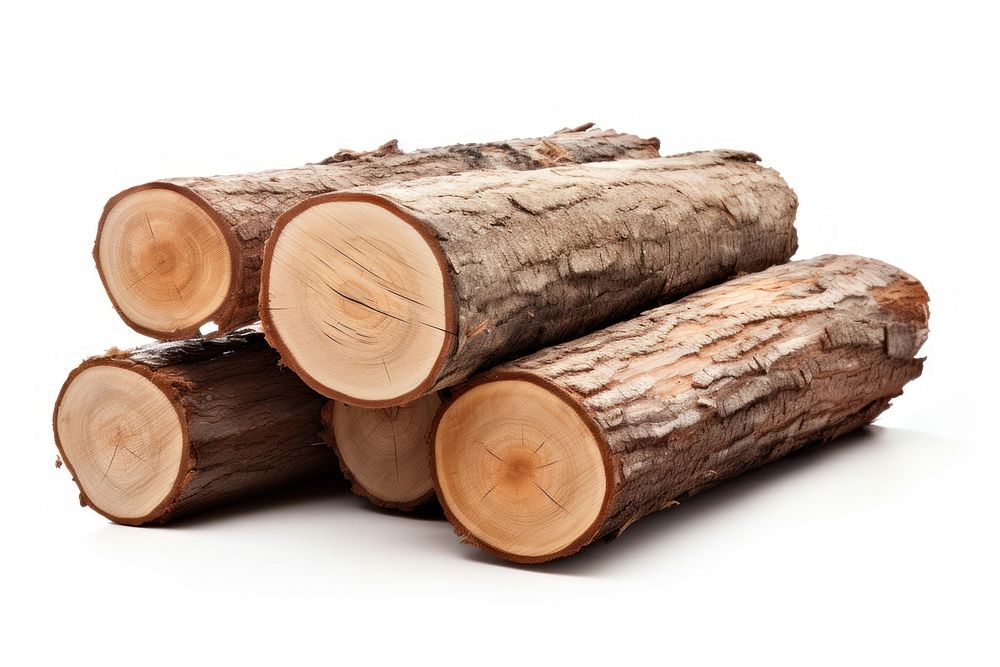 Pine firewoods timber tree logs lumber plant white background. AI generated Image by rawpixel.