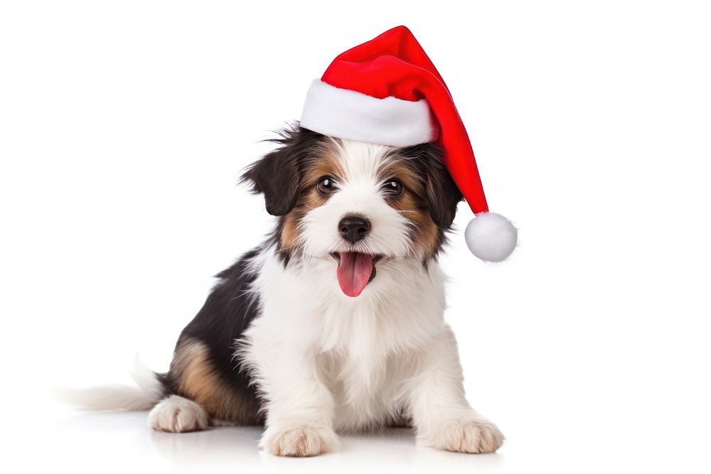 Terrier dog wearing santa hat mammal animal puppy. AI generated Image by rawpixel.
