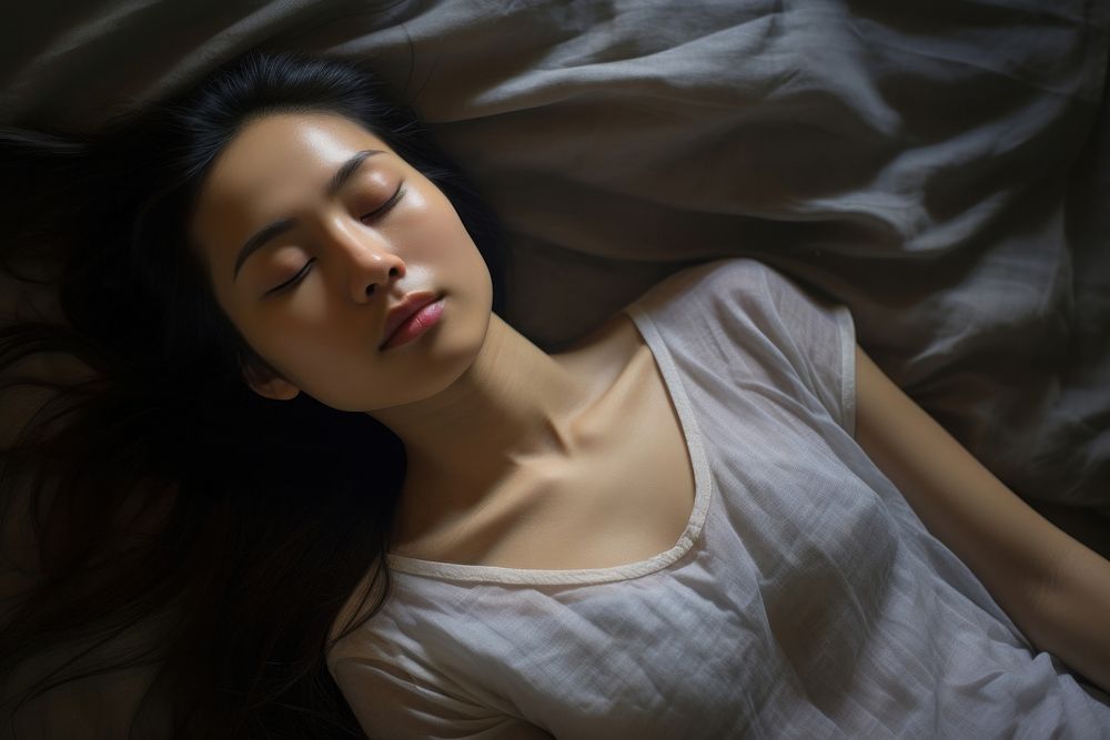 Thai woman sleeping portrait adult. AI generated Image by rawpixel.