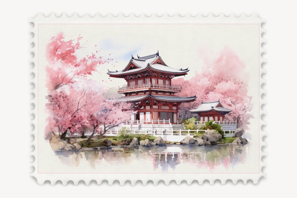 Japanese temple postage stamp