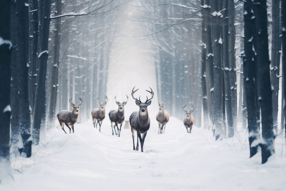 Winter forest wildlife outdoors nature. AI generated Image by rawpixel.