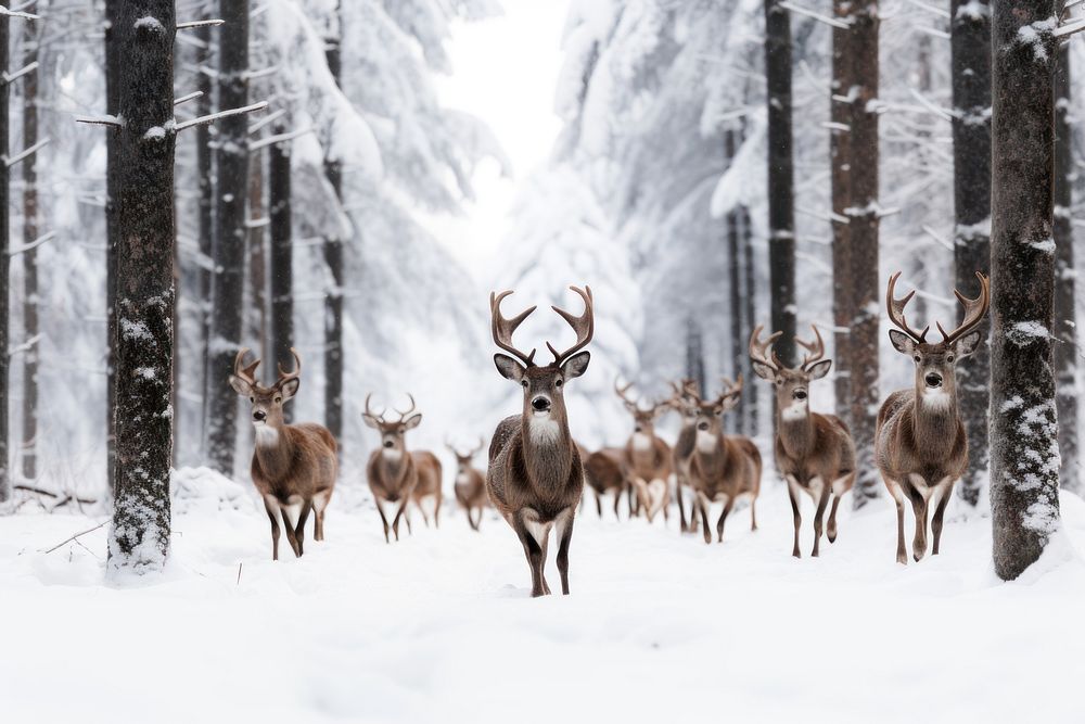 Winter forest wildlife animal mammal. AI generated Image by rawpixel.