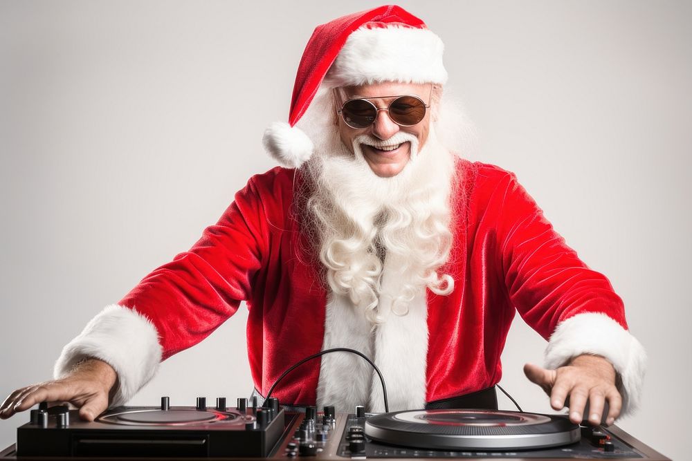 Dj wearing santa claus party christmas adult performance. AI generated Image by rawpixel.