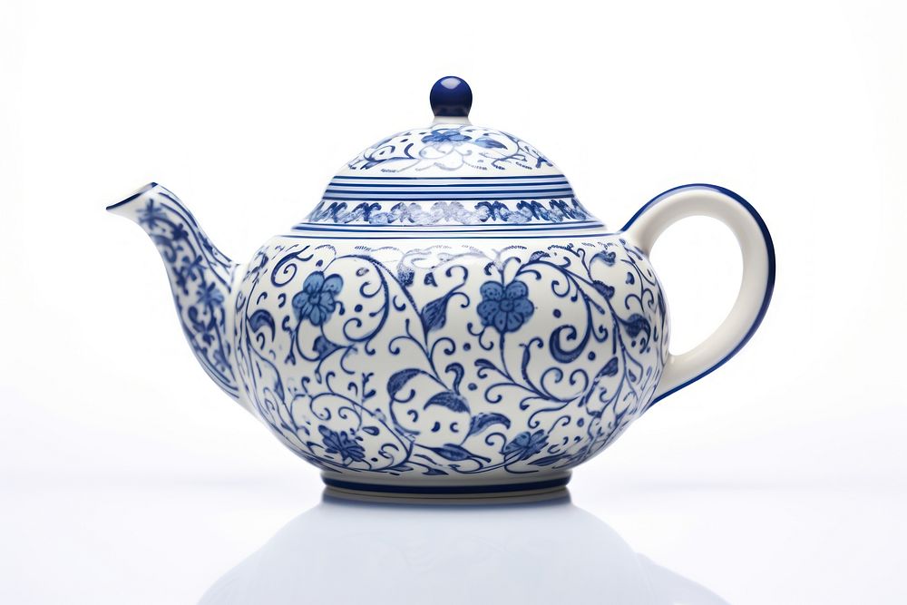 Ceramic tea pot porcelain pottery pattern. AI generated Image by rawpixel.