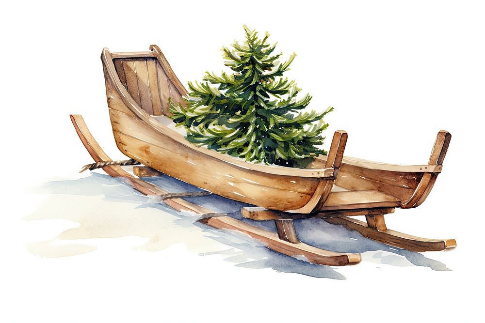Sled outdoors tree wood. AI generated Image by rawpixel.