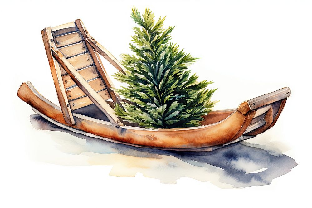 Tree plant wood sled. AI generated Image by rawpixel.