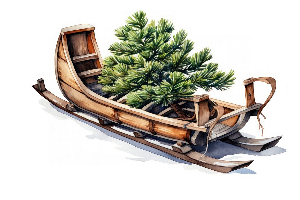 Vehicle tree sled white background. AI generated Image by rawpixel.
