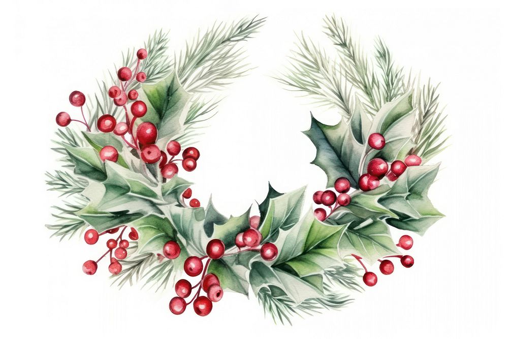 Retro christmas wreath pattern white background celebration. AI generated Image by rawpixel.