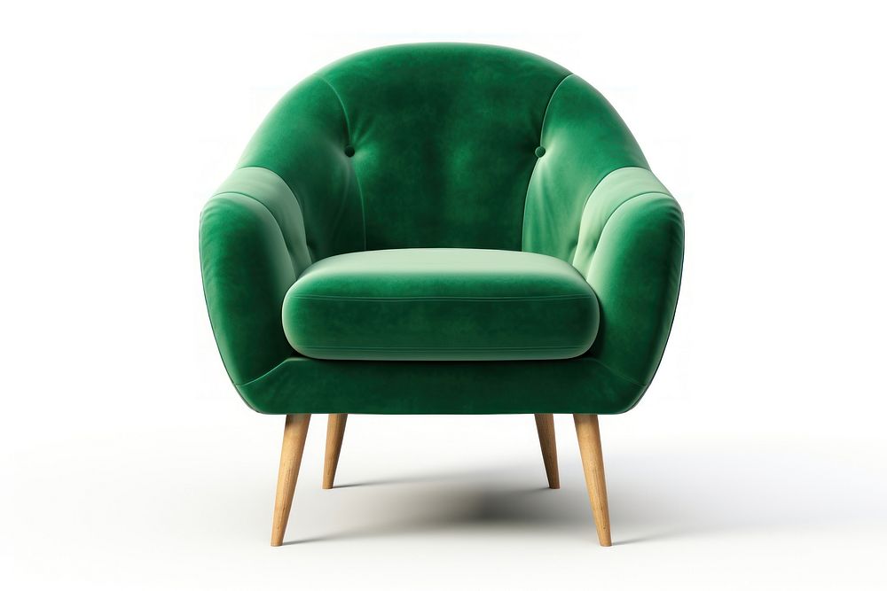 Green velvet modern chair furniture armchair white background. AI generated Image by rawpixel.