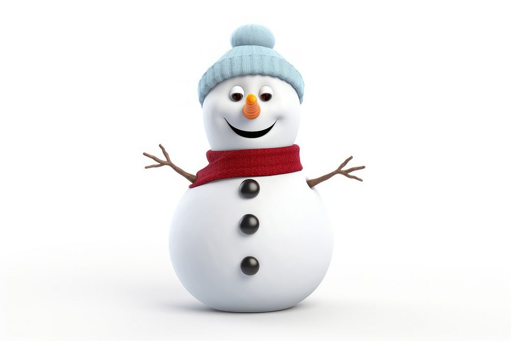 White snowman winter white background anthropomorphic. AI generated Image by rawpixel.