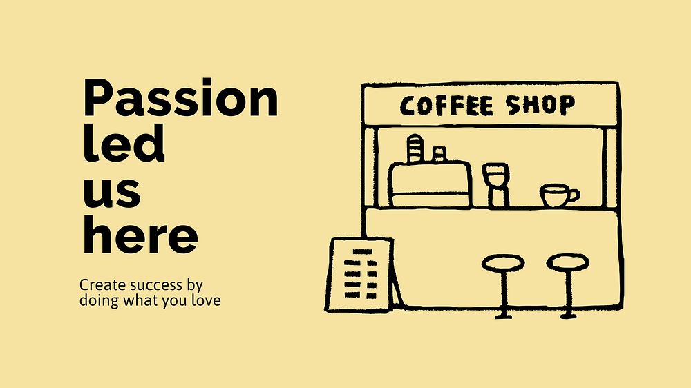 Coffee shop Google Slide template, cute doodle  blog banner template