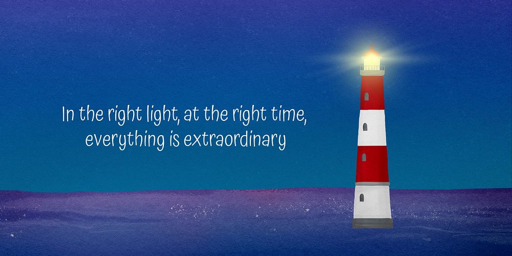 Watercolor lighthouse Twitter ad template
