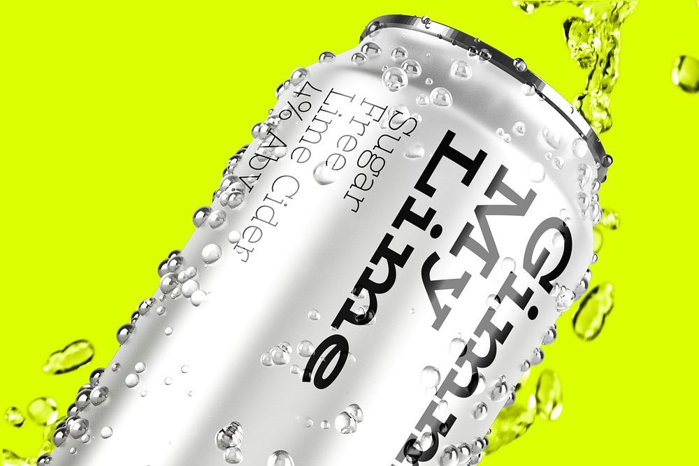 Soda can mockup, beverage packaging psd