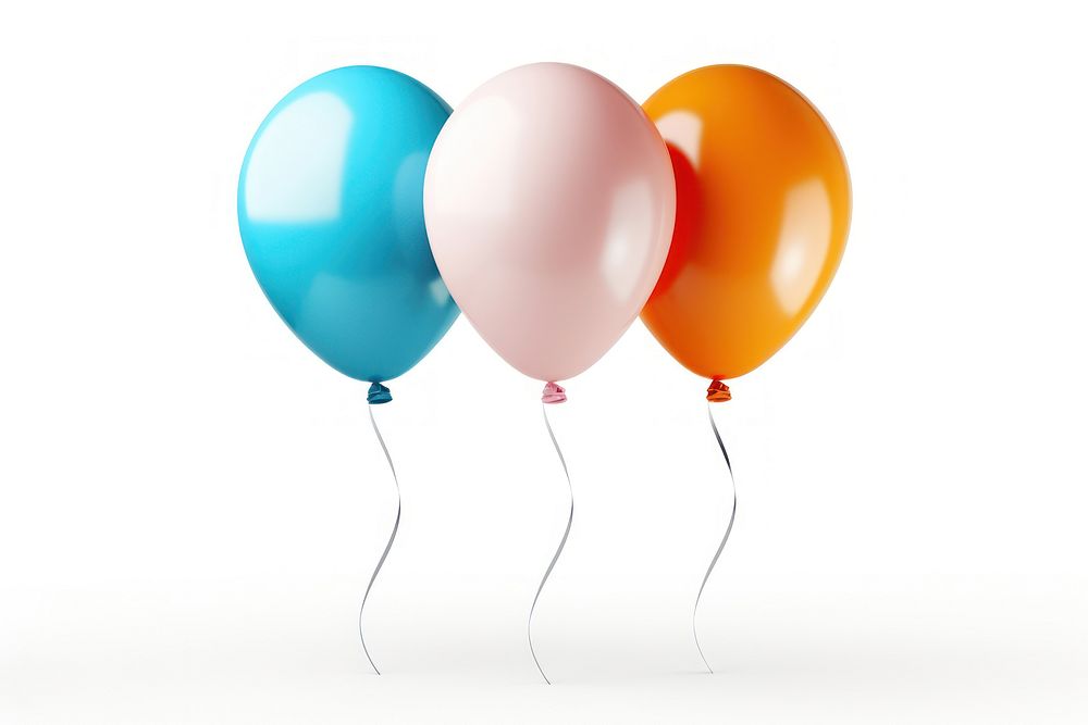 3 balloons white background anniversary celebration. AI generated Image by rawpixel.