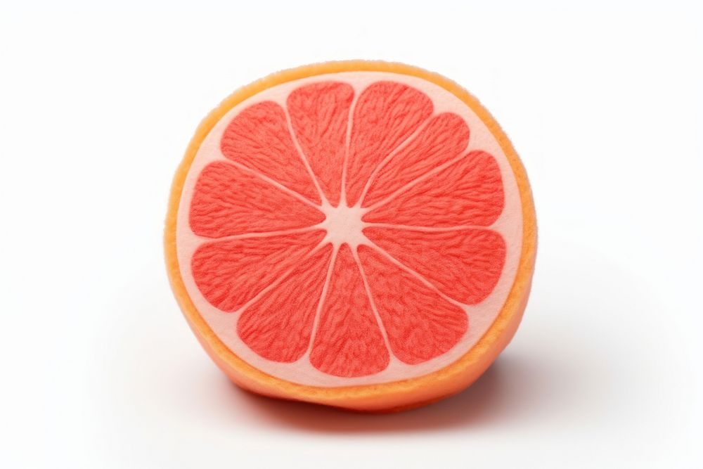 Grapefruit slice Wool Felt texture plant food white background. AI generated Image by rawpixel.
