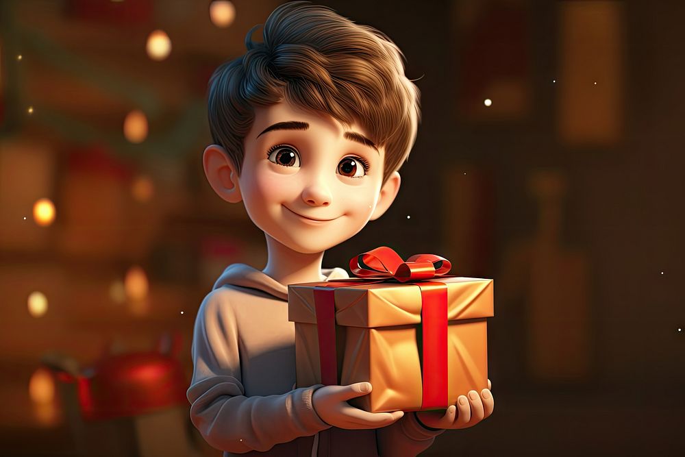 Gift box cartoon illuminated celebration. AI generated Image by rawpixel.