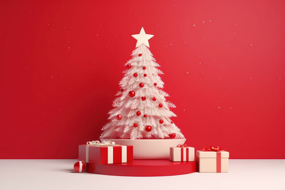 Christmas tree christmas white gift. AI generated Image by rawpixel.