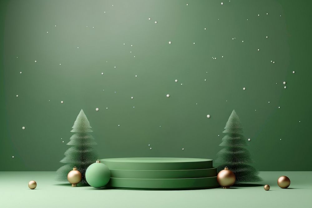 Christmas table green tree. 