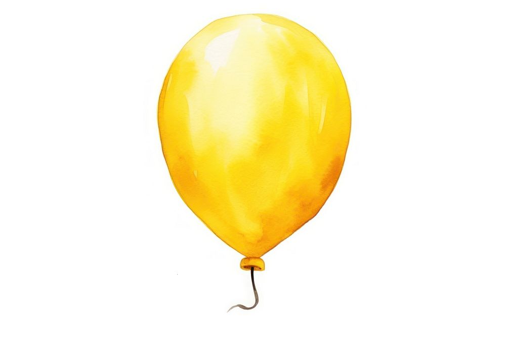 1 yellow balloon watercolor white background celebration anniversary. AI generated Image by rawpixel.
